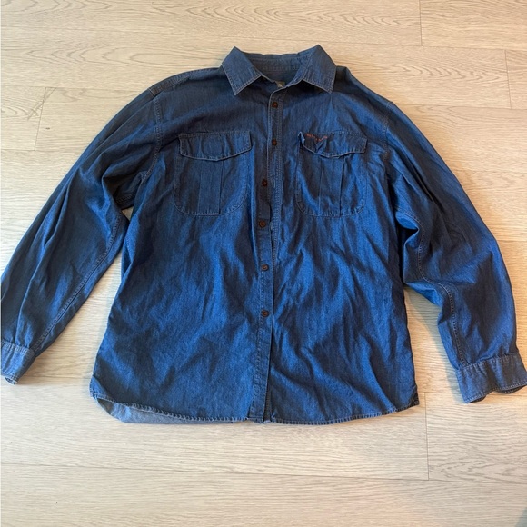 Simms Soft Denim Fisherman Button Up Shirt Size XL - Picture 1 of 4